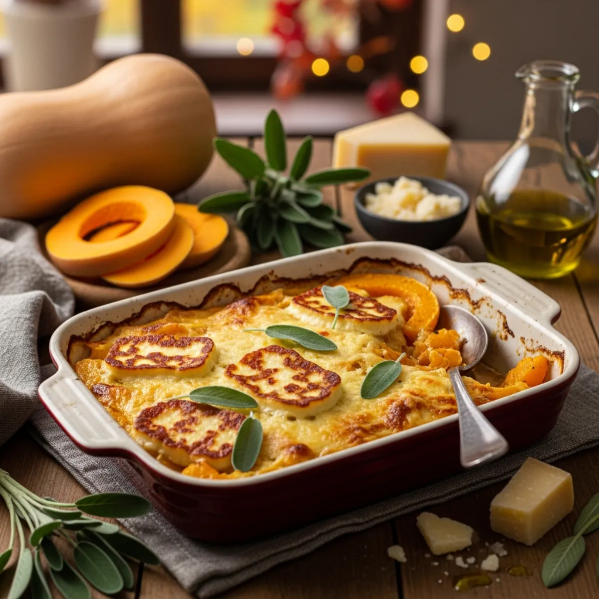 Gratin de halloumi butternut doré au four